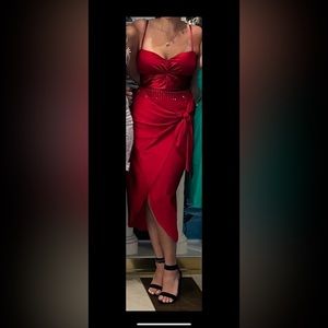 Red Crop Top & High Wasted Skirt